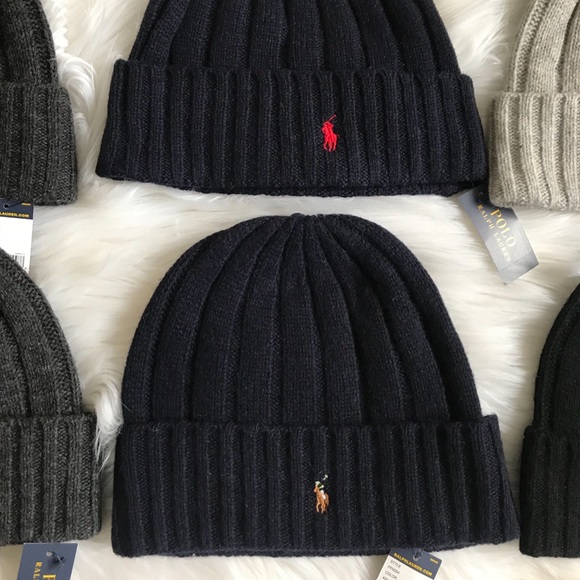 Polo Ralph Lauren wool ribbed beanie winter hat - Picture 8 of 8